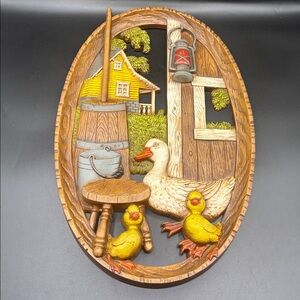 Vintage 1974 Burwood Products 3D Ducks Farmhouse Barn Wall Hanging 18"x12" #1013
